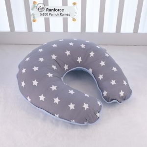 Umay Baby Breastfeeding/Nursing Pillow - Dark Grey Star/Blue