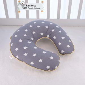 Umay Baby Breastfeeding/Nursing Pillow - Dark Grey Star/Yellow