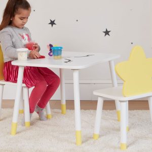 Umay Table and 2 Chairs Set-Star & Cloud / Yellow