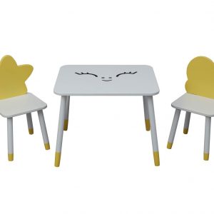 Alternative view of Umay Table and 2 Chairs Set-Star & Cloud / Yellow