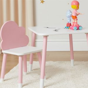 Umay Table and Chair Set-Cloud/Pink