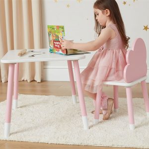 Alternative view of Umay Table and Chair Set-Cloud/Pink