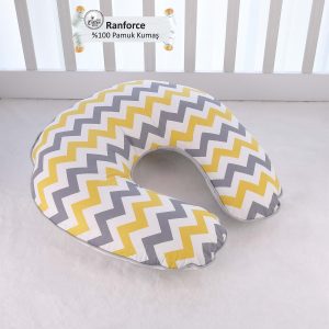 Umay Baby Breastfeeding/Nursing Pillow - Yellow/Grey Zig Zag